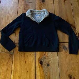 Hollister Women’s Size Small Navy Blue Quarter Zip with front pocket.
